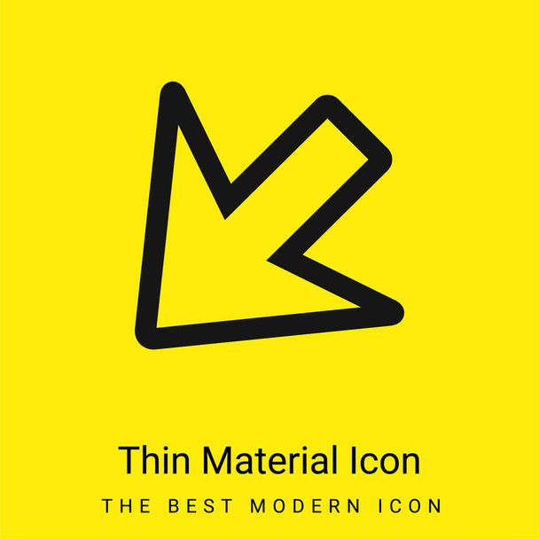 Arrow Outline Pointing Down Left minimal bright yellow material icon - Vector, Image