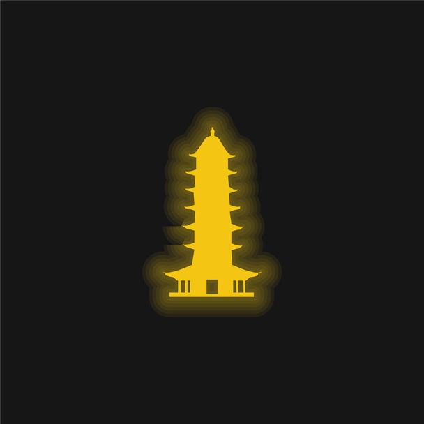 Auspicious Light Pagoda желтый светящийся неоновый значок - Вектор,изображение