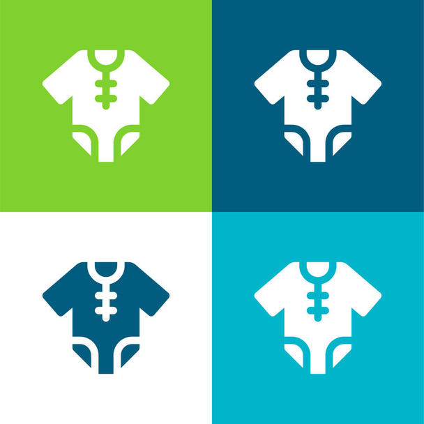 Baby Clothes Set icona minimale piatto a quattro colori - Vettoriali, immagini