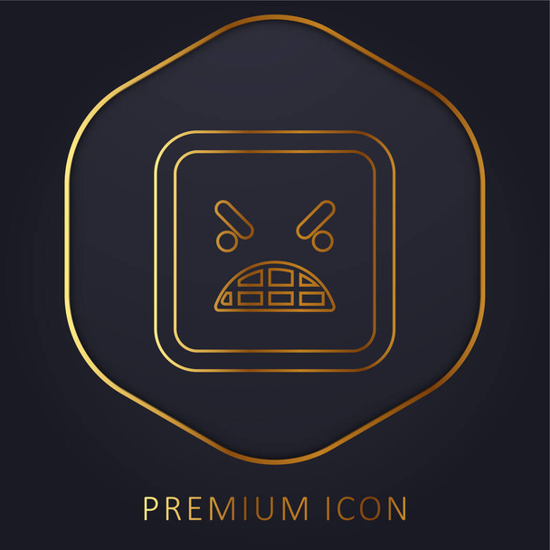 Emoticono de ira cara cuadrada línea dorada logotipo premium o icono - Vector, imagen