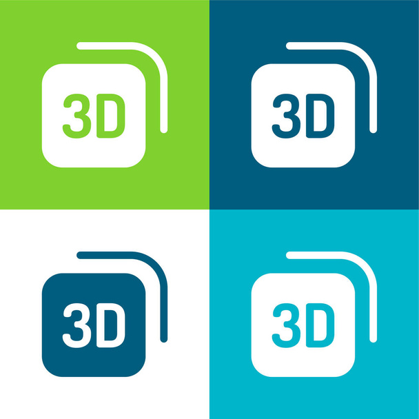 3D Flache Vier-Farben-Minimalsymbolsatz - Vektor, Bild