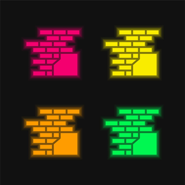 Цегла чотири кольори, що світяться неоном Векторні значки
 - Вектор, зображення
