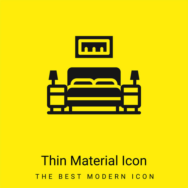 Bedroom minimal bright yellow material icon - Vector, Image