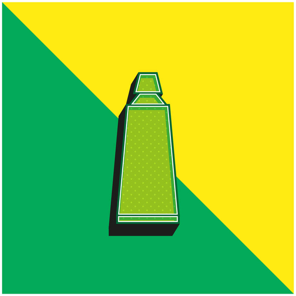 Badkamer Tandpasta Tube Groen en geel moderne 3d vector pictogram logo - Vector, afbeelding