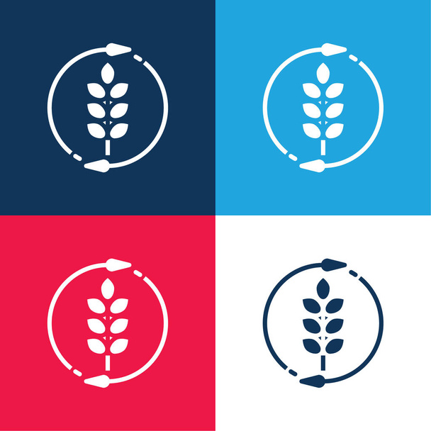 Agronomy blue and red four color minimal icon set - Vector, Image