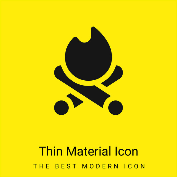 Костер минимальная ярко-желтая икона материала - Вектор,изображение