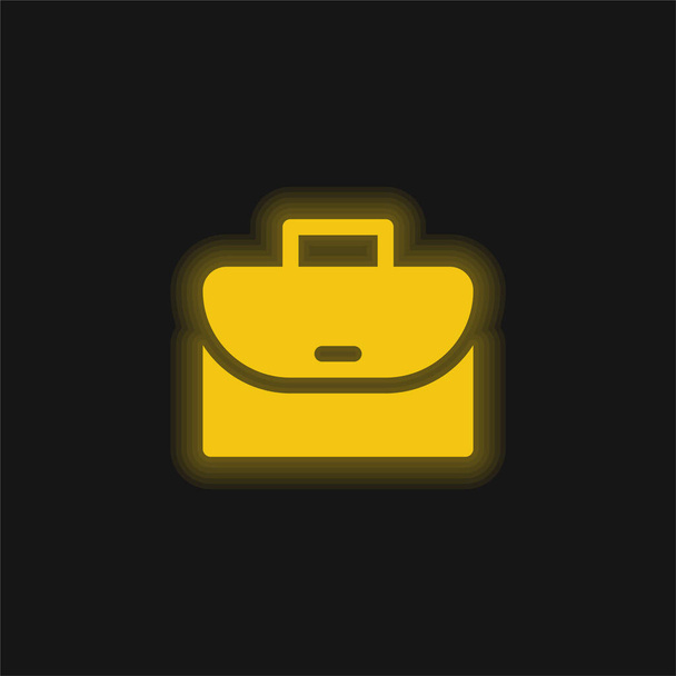 Briefcase yellow glowing neon icon - Vector, Image
