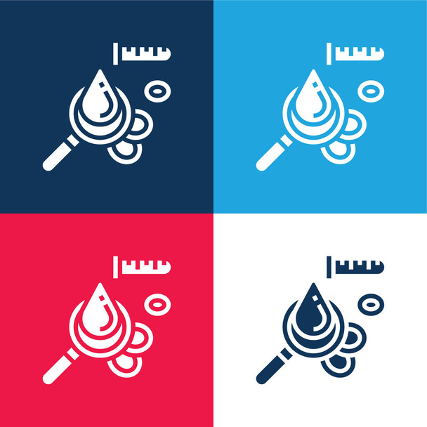 Célula de sangre azul y rojo conjunto de iconos mínimo de cuatro colores - Vector, Imagen