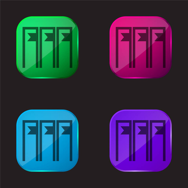 Libros icono de botón de cristal de cuatro colores - Vector, imagen