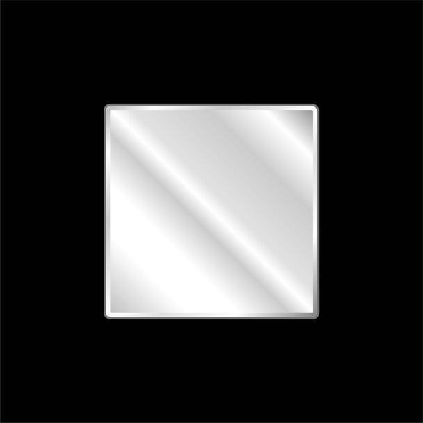 Černá čtvercová stříbrná metalická ikona - Vektor, obrázek