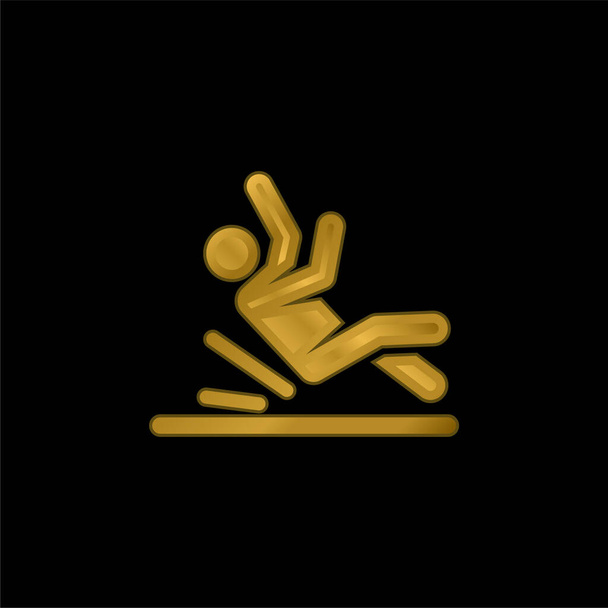 Accidente chapado en oro icono metálico o logo vector - Vector, Imagen