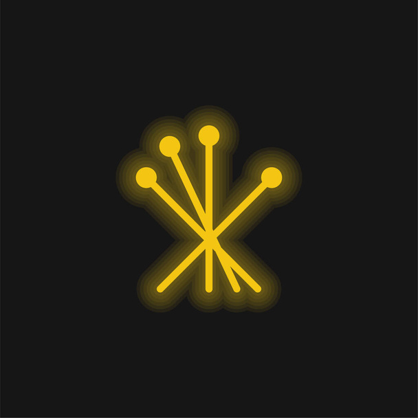 Acupuncture yellow glowing neon icon - Vector, Image