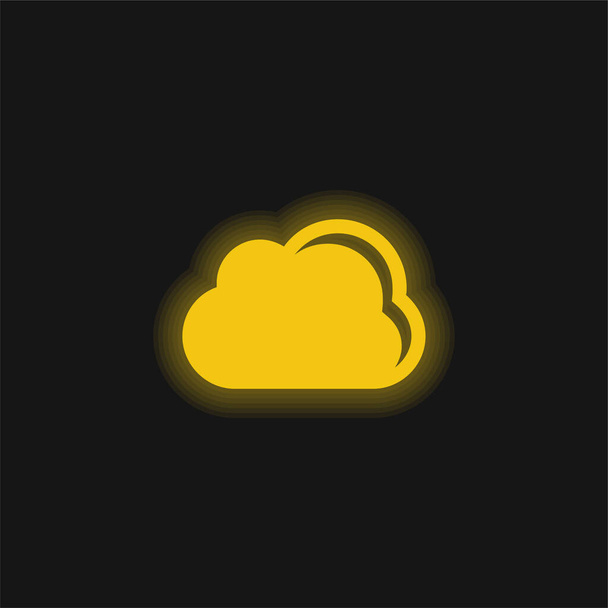 Μαύρο σύννεφο Καιρός Σύμβολο κίτρινο λαμπερό νέον εικονίδιο - Διάνυσμα, εικόνα