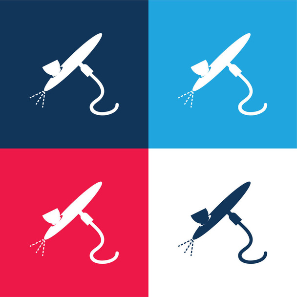 Airbrush Painting Tool blue and red four color minimal icon set - Vector, Image
