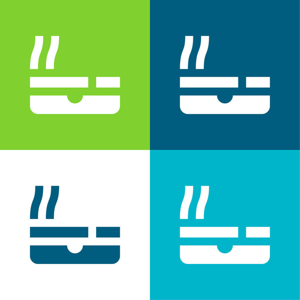 Cinzeiro Plano quatro cores conjunto de ícones mínimos - Vetor, Imagem