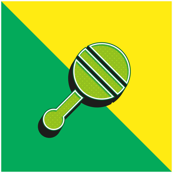 детская погремушка зеленый и желтый современный 3D логотип векторной иконки - Вектор,изображение