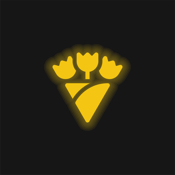 花束黄色の輝くネオンアイコン - ベクター画像