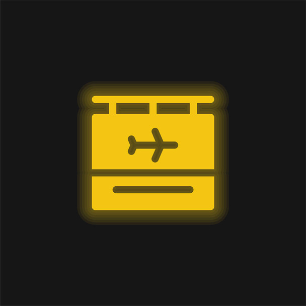 Aeroporto amarelo brilhante ícone de néon - Vetor, Imagem