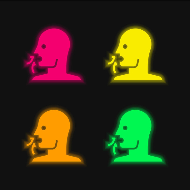 Parlayan dört renk neon vektör simgesini soluyun - Vektör, Görsel