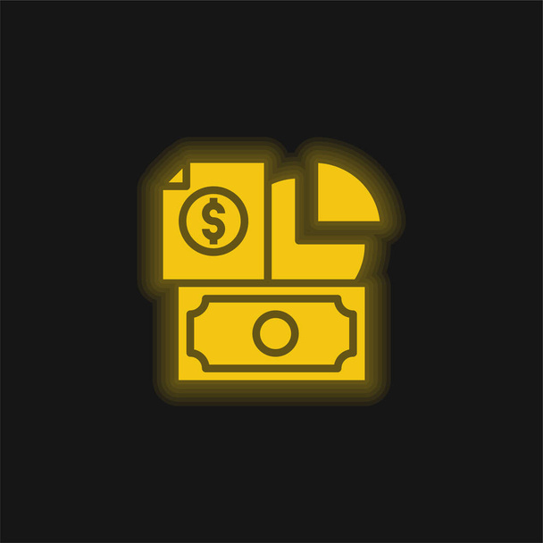 Elemzés sárga izzó neon ikon - Vektor, kép