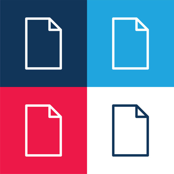 Papel en blanco azul y rojo conjunto de iconos mínimo de cuatro colores - Vector, Imagen