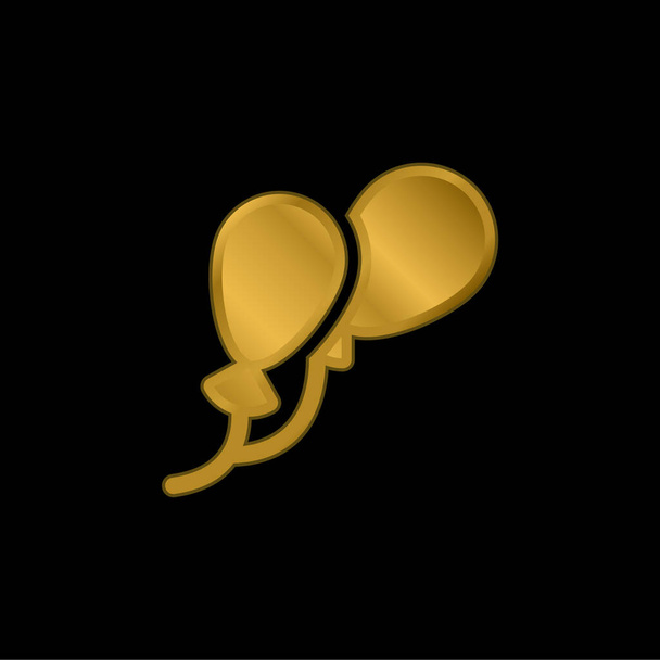 Balões banhado a ouro ícone metálico ou vetor logotipo - Vetor, Imagem