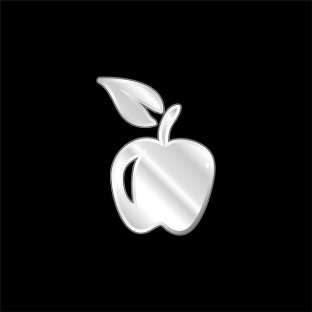 Яблочный ручной рисунок с серебристым иконой - Вектор,изображение