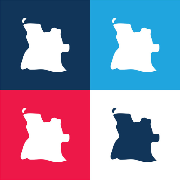 Angola blauw en rood vier kleuren minimale pictogram set - Vector, afbeelding