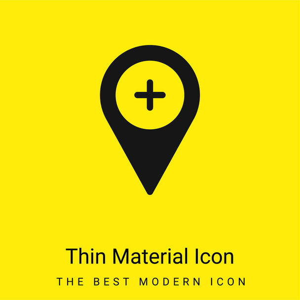 Adicionar ícone de material amarelo brilhante mínimo - Vetor, Imagem
