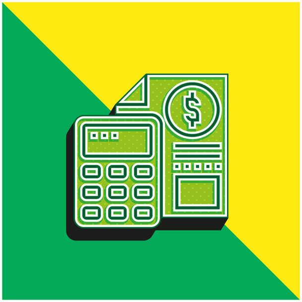 Λογιστική Πράσινο και κίτρινο σύγχρονο 3d διάνυσμα εικονίδιο λογότυπο - Διάνυσμα, εικόνα