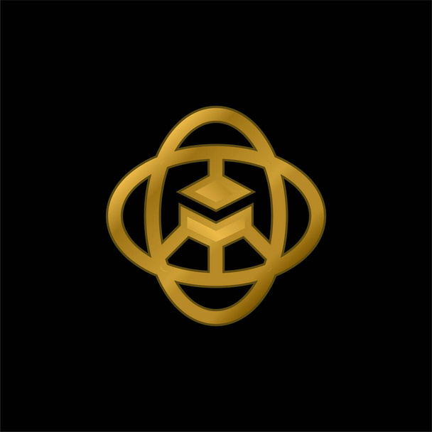 360 Graus banhado a ouro ícone metálico ou vetor logotipo - Vetor, Imagem