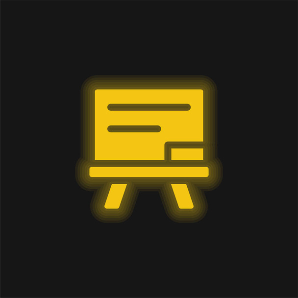 Żółta tablica świecąca ikona neonu - Wektor, obraz