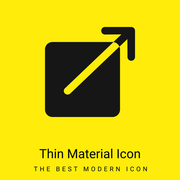 Zwarte vierkante knop met een pijl die naar boven wijst Rechts bovenin minimaal helder geel materiaal icoon - Vector, afbeelding
