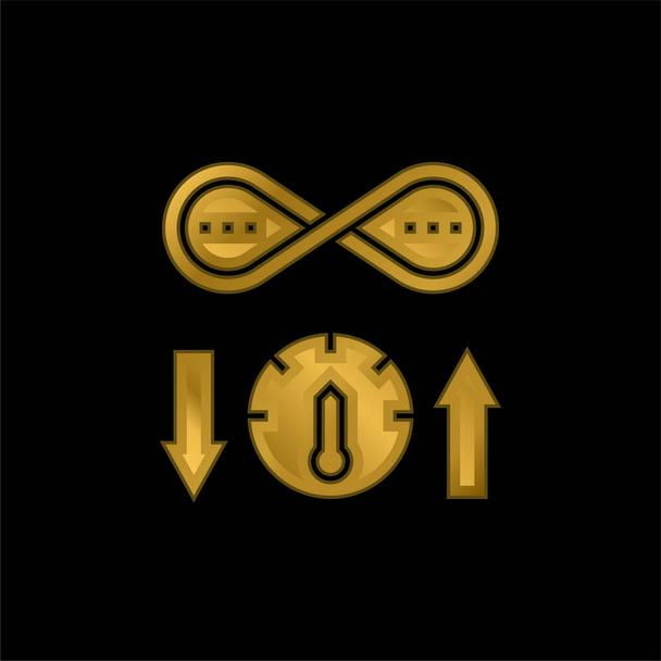 Bandwidth gold plated metalic icon or logo vector - Vector, Image