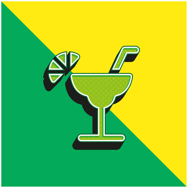 Алкоголь Зелений і жовтий сучасний 3d Векторний логотип
 - Вектор, зображення