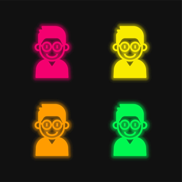 Хлопчик чотири кольори, що світяться неоном Векторні значки
 - Вектор, зображення