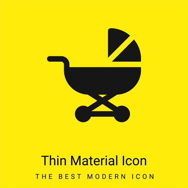 Dětská kočárek minimální jasně žlutý materiál ikona - Vektor, obrázek