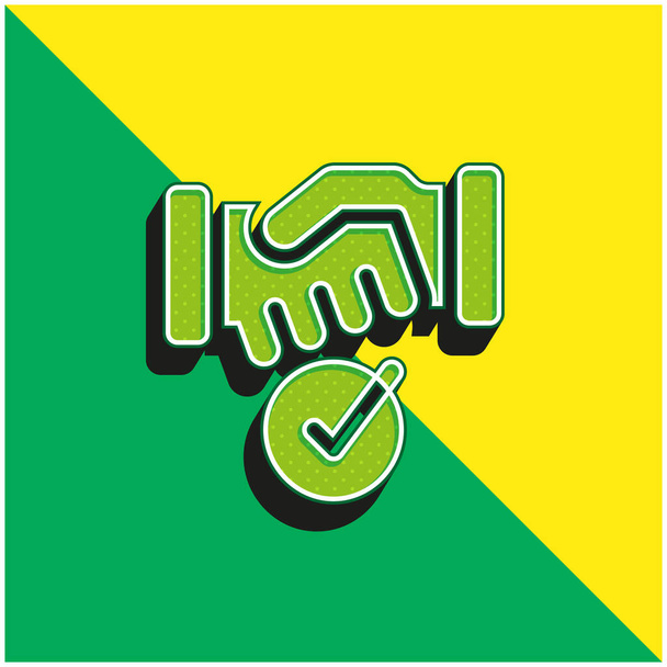 Umowa Zielone i żółte nowoczesne logo wektora 3D - Wektor, obraz