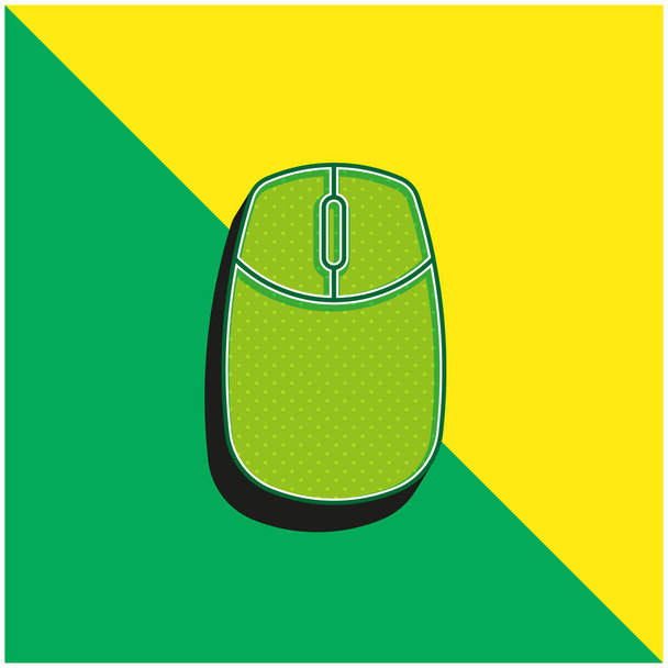Büyük Bilgisayar Fare Yeşil ve sarı 3D vektör simgesi logosu - Vektör, Görsel