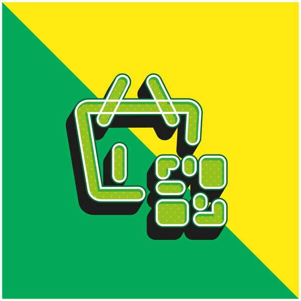 Barkod Yeşil ve Sarı Modern 3D vektör simgesi logosu - Vektör, Görsel