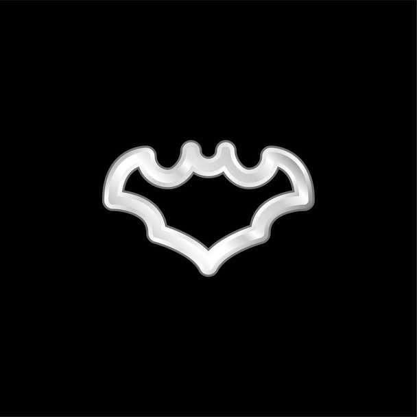 murciélago plateado icono metálico - Vector, Imagen
