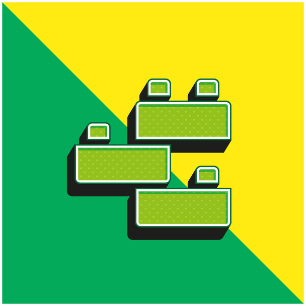 レンガグリーンと黄色の現代的な3Dベクトルアイコンのロゴ - ベクター画像