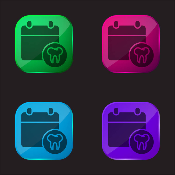 Appointment four color glass button icon - Vector, Image