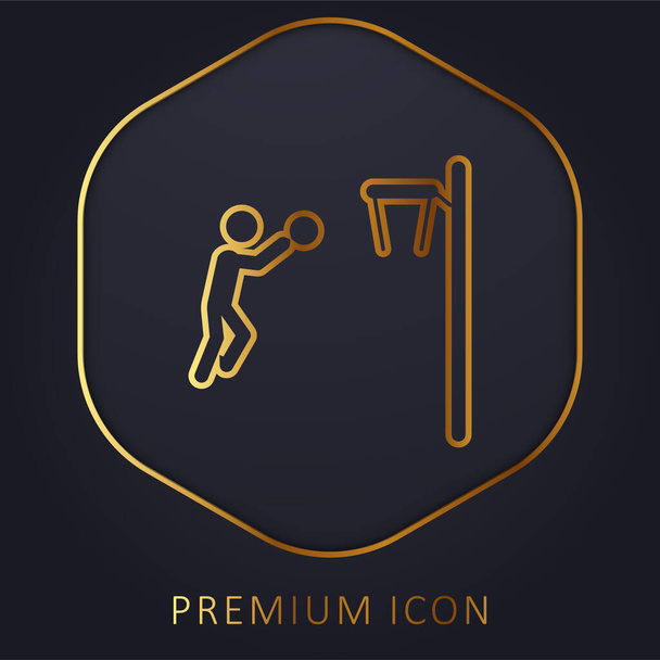 Basketball golden line premium logo or icon - Vector, Image