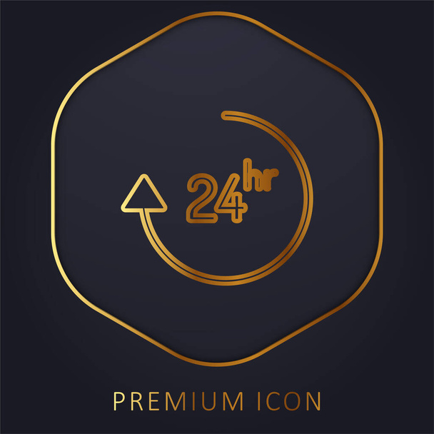 24 Hours golden line premium logo or icon - Vector, Image