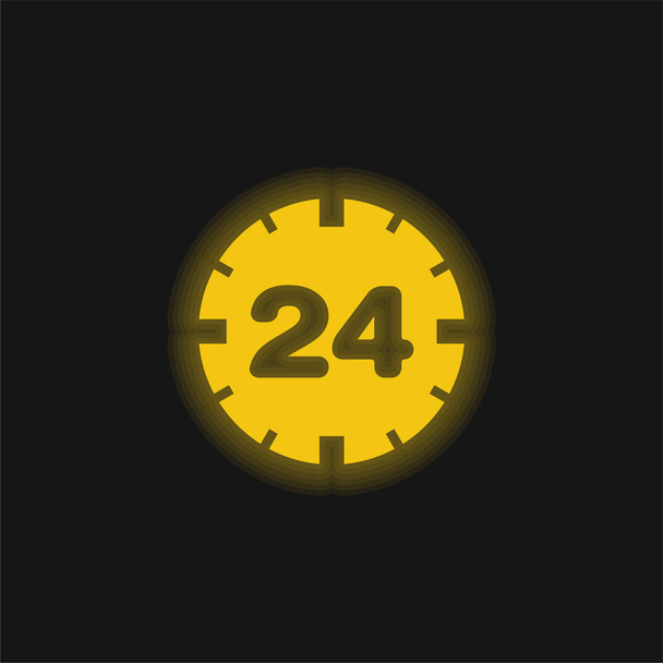 24 Hours Service Symbol yellow glowing neon icon - Vector, Image