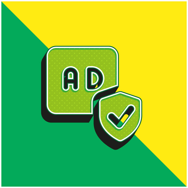Ad Block Green and yellow modern 3d vector icon logo - Vector, Image