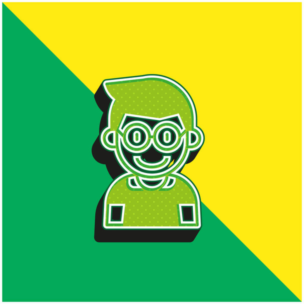 Chico verde y amarillo moderno 3d vector icono logotipo - Vector, imagen