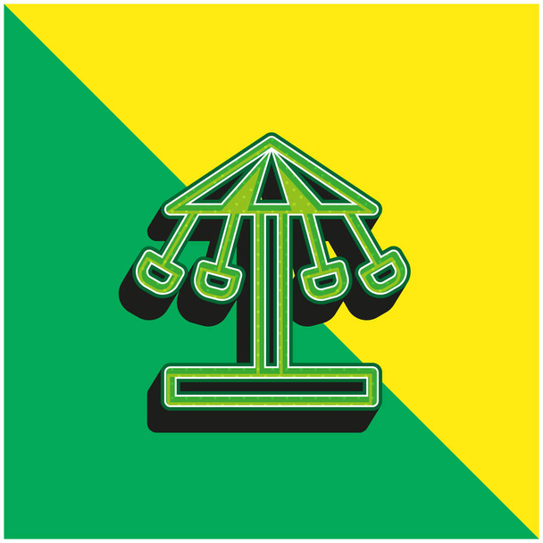 アミューズメントパーク緑と黄色の現代的な3Dベクトルのアイコンのロゴ - ベクター画像