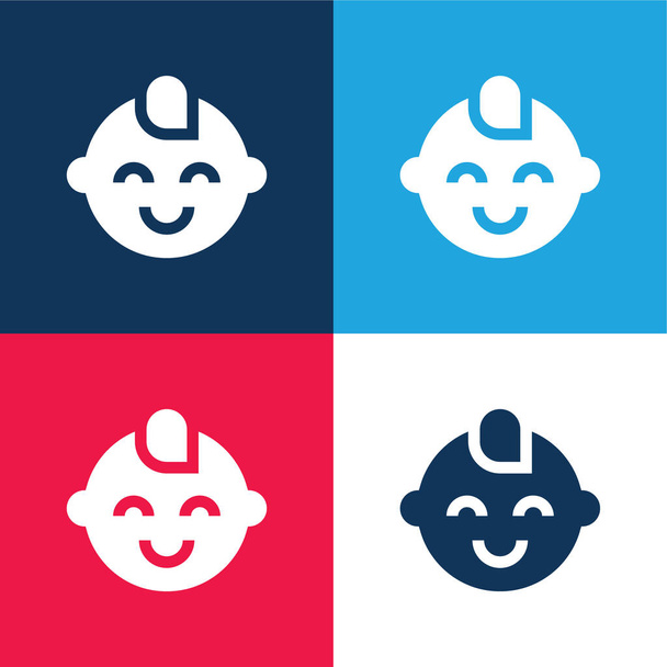 Baby Boy blue and red four color minimal icon set - Vector, Image